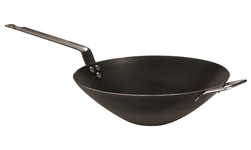 Padella wok acciaio. Diametro 32 cm; altezza 10 cm.