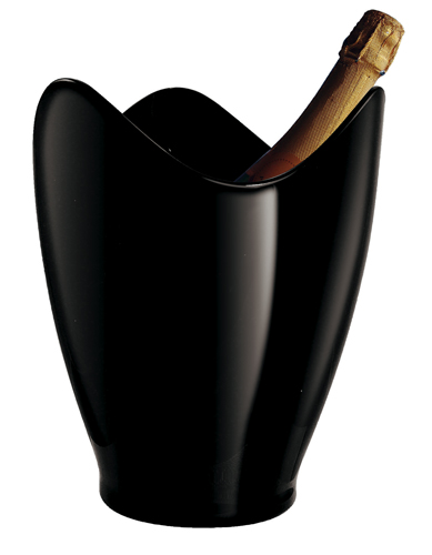 Secchiello nero per vino in acrilico. Diametro 20 cm; altezza 25 cm.