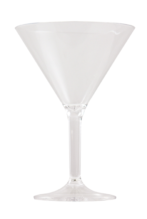 Bicchiere martini in policarbonato. Diametro 12 cm. Altezza 17 cm. Capacita' 240 ml.