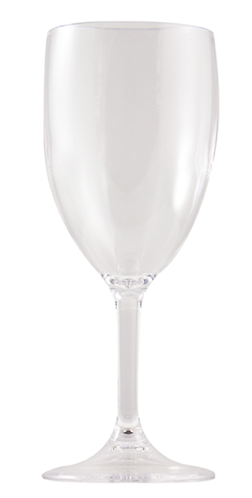 Bicchiere vino in policarbonato. Diametro 7 cm. Altezza 19 cm. Capacita' 300 ml.