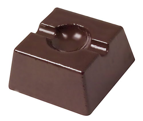 Stampo cioccolatini policarbonato. Dimensioni 17.5x27.5 cm. Dimensioni interne 2.7x2.7 cm; altezza 1.3 cm. 28 pezzi.