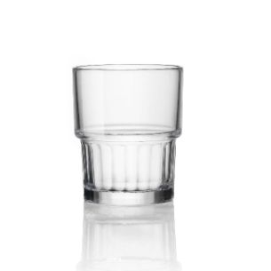 Bicchiere Bormioli Rocco. Collezione Lyon Temperato. Capacita' 16 cl; altezza 7,9 cm; diametro 6.6 cm.