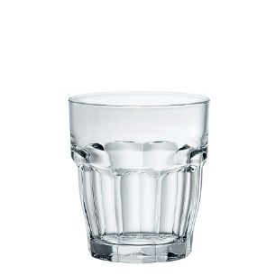 Bicchiere Bormioli Rocco. Collezione Rock Bar Impilabile Temperato. Capacita' 27 cl; altezza 9,5 cm; diametro 8 cm.