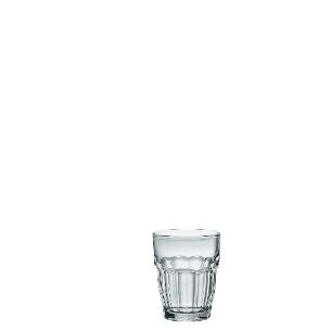 Bicchiere Bormioli Rocco. Collezione Rock Bar Impilabile Temperato. Capacita' 7 cl; altezza 6,5 cm; diametro 4,7 cm.