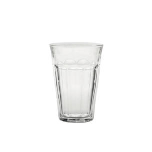 Bicchiere Duralex. Collezione Picardie Temperato. Capacita' 36 cl; altezza 12,3 cm; diametro 8,5 cm.