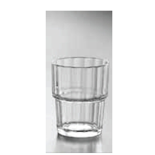Bicchiere Arcoroc. Collezione Norvege Temperato. Capacita' 20 cl; altezza 8.8 cm; diametro 7,2 cm.